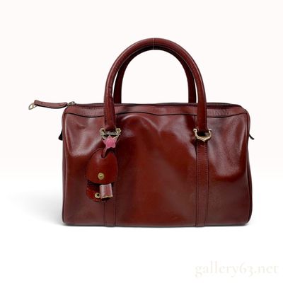 Vintage Must de Cartier Burgundy Leather Boston Bag