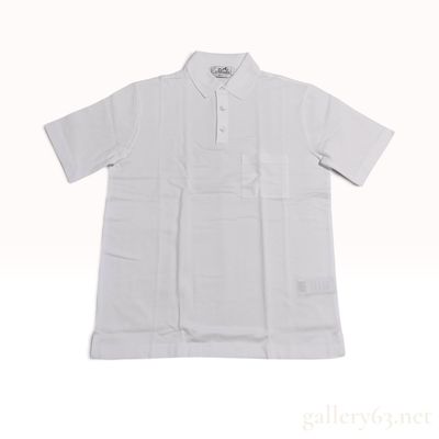 Hermes White Cotton Pique Polo Shirt Size Medium with Box