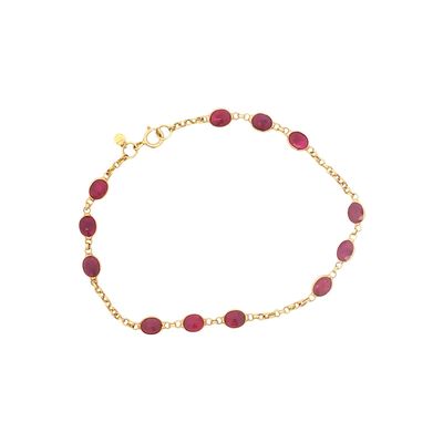 18K Gold Oval Ruby Station Bracelet