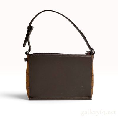 Burberry London Brown Leather and Suede Baguette Shoulder Bag