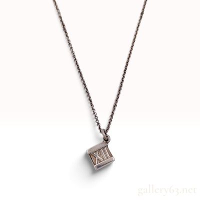 Tiffany & Co. Sterling Silver Atlas Cube Pendant Necklace with Box