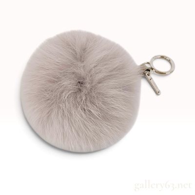 Fendi Grey Fur Pom Pom Bag Charm with Box