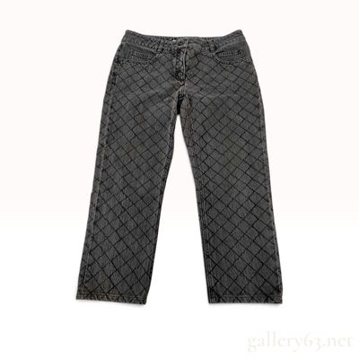 Chanel Diamond Quilted Faded Black Denim Jeans IT 42