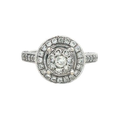 14K White Gold Diamond Cluster Engagement Ring