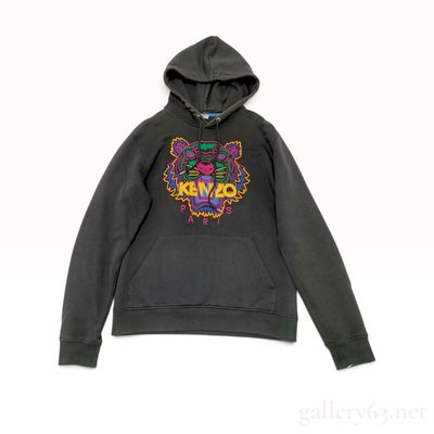 Kenzo Tiger Embroidered Black Cotton Hoodie Size M