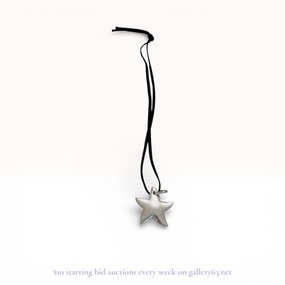 Tous Sterling Silver Starfish Pendant on Black Cord Necklace