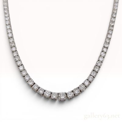 18KWG 12.80ct F-G VS-SI Natural Diamond Riviera Necklace