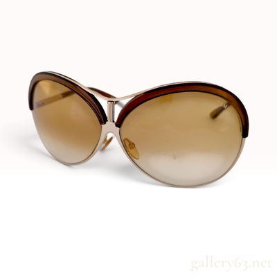 Vintage Tom Ford Brown Gradient Lens Oversized Sunglasses with Box