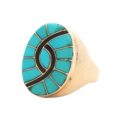 14K Gold Turquoise Inlay Infinity Ring