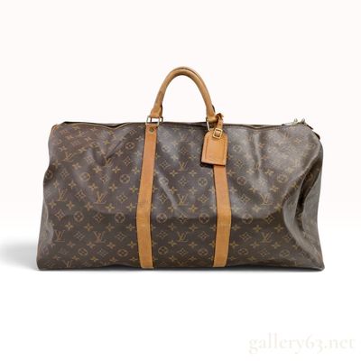 Louis Vuitton Monogram Keepall 55 Brown Coated Canvas Travel Bag
