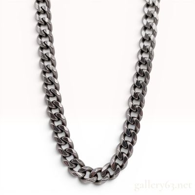Pt850 Platinum Two-Side Cut Curb Link Kihei Chain Necklace 97.4 Grams