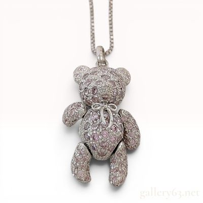 Essence Sterling Silver Articulated Teddy Bear Pendant Necklace