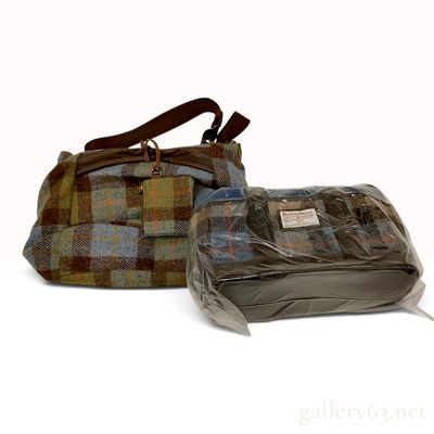 Two Art-Direct Harris Tweed Plaid Shoulder and Travel Bags NWT