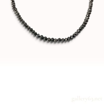 20.00ctw Natural Black Diamond 18KWG Adjustable Graduated Bead Necklace