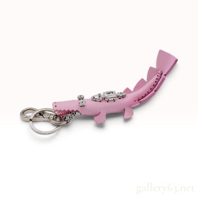 Fendi Crocodile Pink Leather Bag Charm with Box