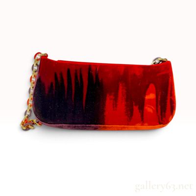 Salvatore Ferragamo Flame Pattern Multicolored Velvet Chain Baguette Shoulder Bag