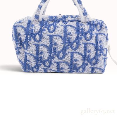 Dior Oblique Monogram Blue Terry Cloth Vanity Bag