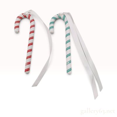 A Pair of Tiffany and Co. Candy Cane Ornaments with Box