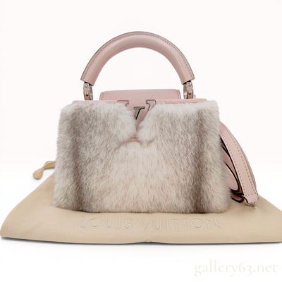 Louis Vuitton Mink Fur and Light Pink Taurillon Leather Capucines Mini 2-Way Handbag