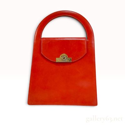 Vintage Christian Dior Red Leather Top Handle Handbag