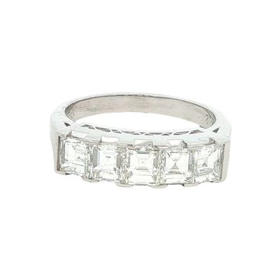 Platinum 1.52ctw Five Stone Asscher Cut Diamond Ring