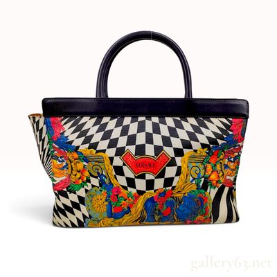 Vintage Gianni Versace Graphic Pop Art Print Canvas Tote Bag
