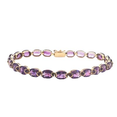 14K Gold Oval Amethyst Tennis Bracelet