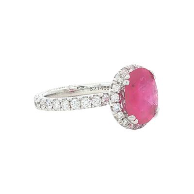 Verragio Oval Ruby and Diamond 14K White Gold Ring