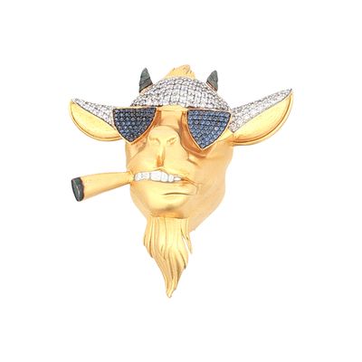 Estate 14K Sapphire and Diamond Camel Cigarettes Brooch