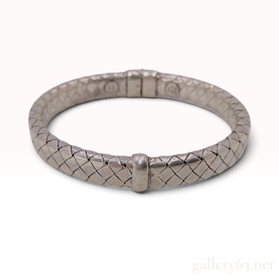 Bottega Veneta Intrecciato Sterling Silver Hinged Bangle Bracelet