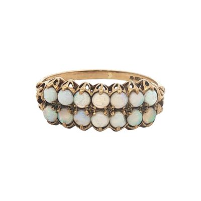 Antique Two Row Opal Ring, 9K Gold