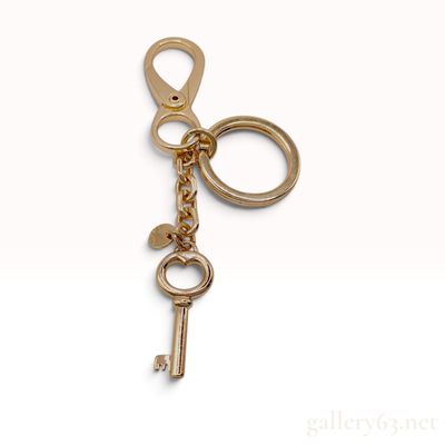 ANAS Gold Tone Heart Key Charm Keychain