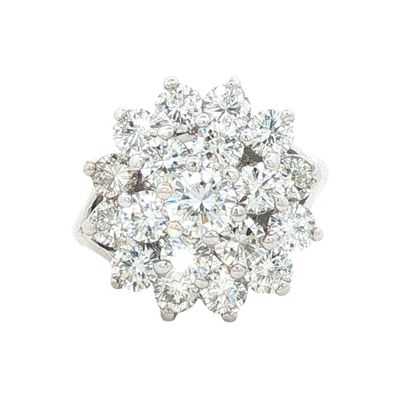 14K White Gold 5.0ctw Cluster Diamond Ring