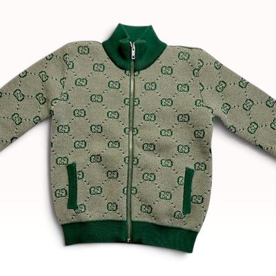 Gucci GG Monogram Wool Cotton Zip Cardigan 12/18m
