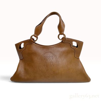 Cartier Marcello Cognac Grained Leather Shoulder Bag