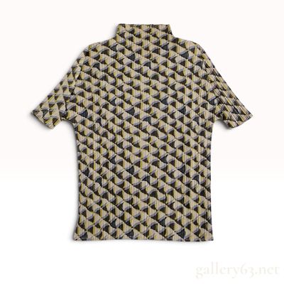 Pleats Please Issey Miyake Geometric Print Mock Neck Top Size 3