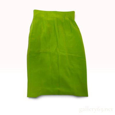 Vintage Christian Dior Chartreuse Silk Pencil Skirt Size 7