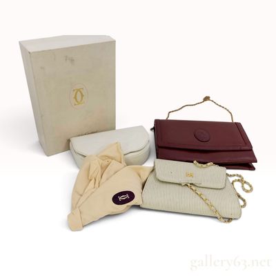 A Trio of Vintage Cartier and Monogrammed Leather Handbags with Box