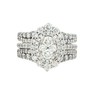 14K Two Tone Gold Diamond Cluster Engagement Ring