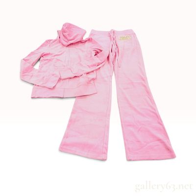 Juicy Couture Pink Velour Rhinestone Tracksuit Set Size Medium