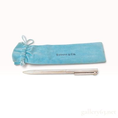 Tiffany and Co. T-Clip Sterling Silver Retractable Ballpoint Pen with Pouch