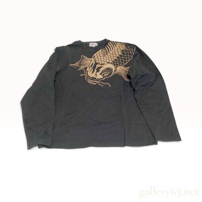 Karakuri Tamashii Black Koi Fish Cotton Long Sleeve T-Shirt XXL