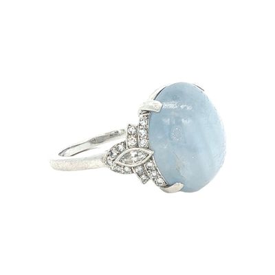 Antique Platinum Star Sapphire and Diamond Art Deco Ring