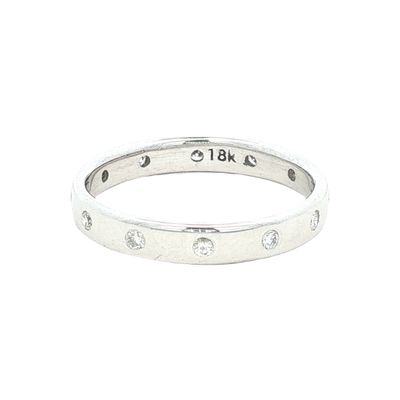 18K White Gold Diamond Station Band