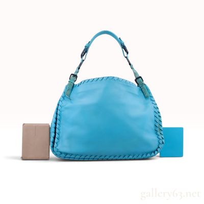 Bottega Veneta Python Intrecciato Blue Lambskin B00227944X Shoulder Bag
