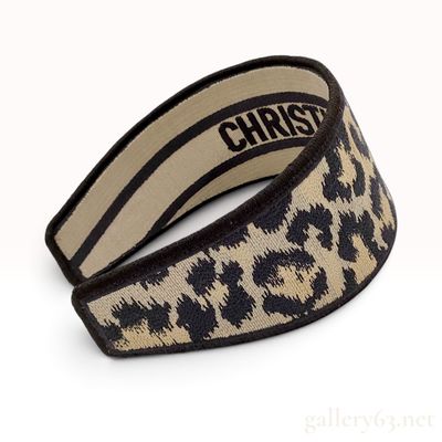 Christian Dior Mizza Leopard Print Canvas Headband
