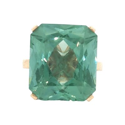 14K Gold Large Green Gemstone Ring