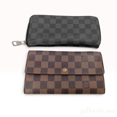 Two Louis Vuitton Damier Ebene and Damier Graphite Wallets