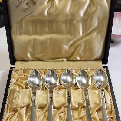 Denmark sterling silver spoon set Carl m Cohr