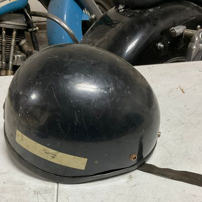 Vintage Black Half Shell Motorcycle Helmet with DOT Sticker
